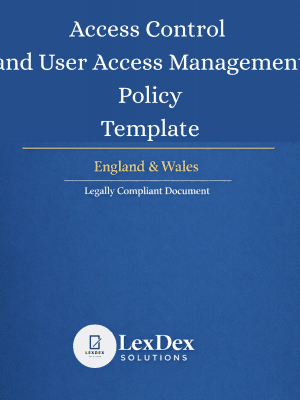 User Access Management Policy Template for UK GDPR and ISO 27001 compliance document cover showing structured data access control framework for secure user permissions and information security governance