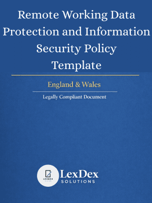 Remote Working Data Protection Policy template cover – UK GDPR compliant information security policy for businesses, professionally drafted legal document