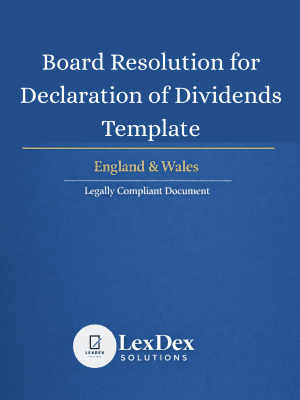 Cover image of Dividend Resolution Template 2026 – UK board resolution for declaring dividends