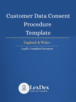 Customer Data Consent Procedure template cover – legally compliant document for UK GDPR and Data Protection Act 2018 with logo and England & Wales designation