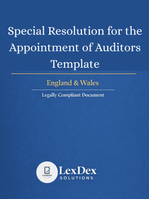 Cover image of a Special Resolution for the Appointment of Auditors template, showing professional board meeting and auditor appointment documentation