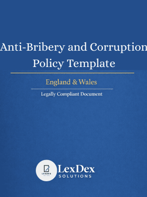 Employee anti-bribery policy and corruption policy UK cover document for corporate compliance, fraud prevention, and ethical standards