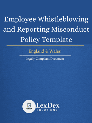 Employee whistleblowing policy UK cover document for reporting misconduct, protecting whistleblowers, and HR compliance