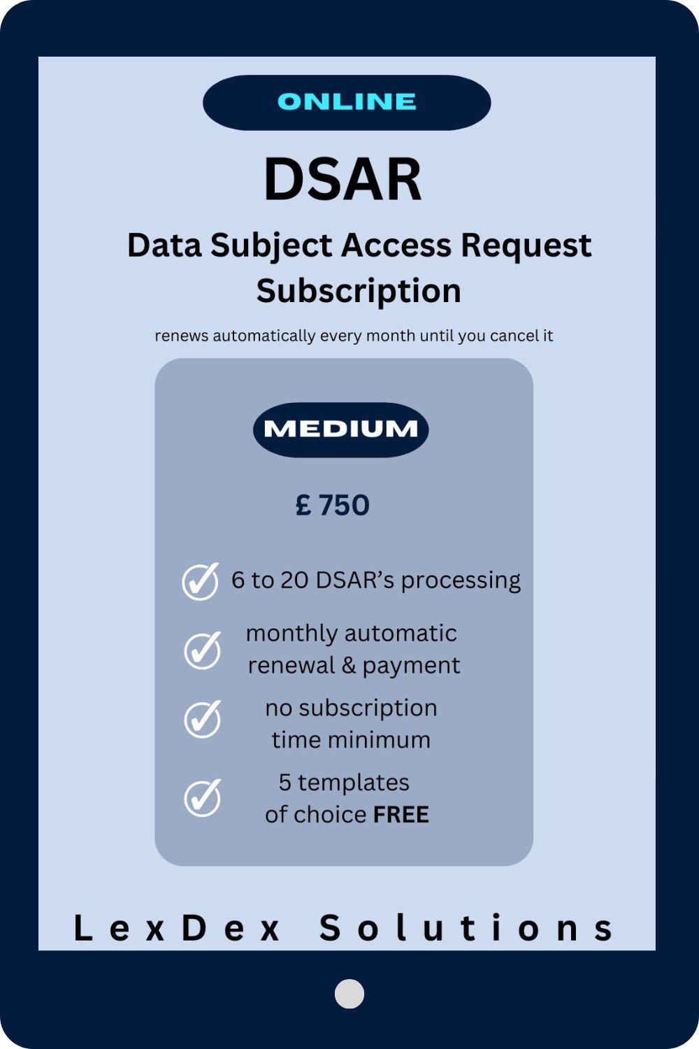 Data Subject Access Request (DSAR) Subscription - Medium