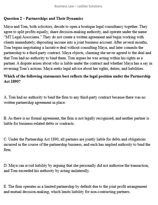 Business Law for SQE1 test preview 1