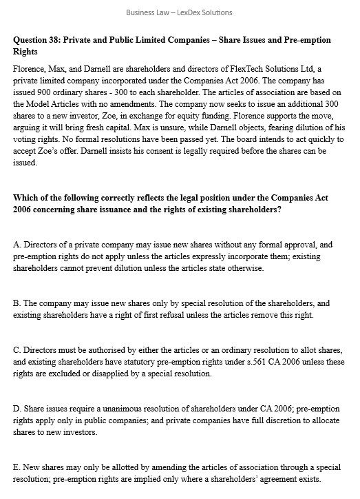 Business Law for SQE1 test preview 2