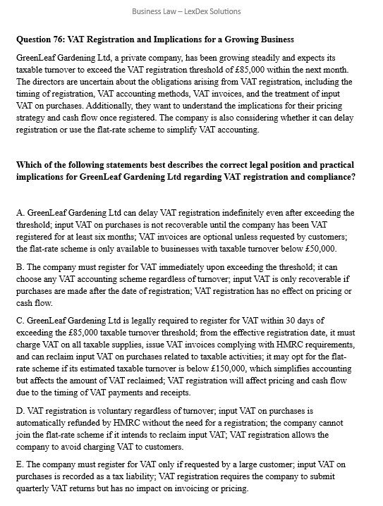 Business Law for SQE1 test preview 3