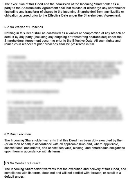 Shareholder Adherence Deed preview 2