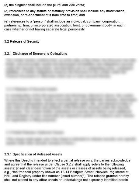 Deed of Security Release template preview 2