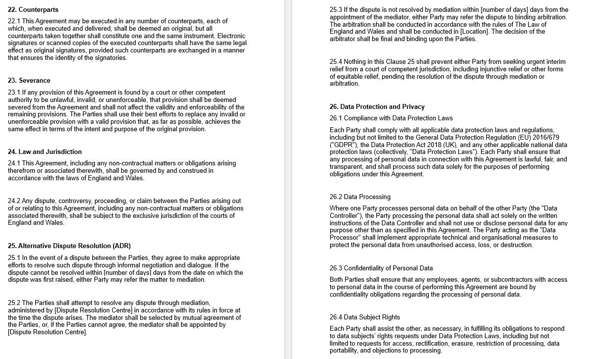 Service Agreement for the Provision of Cleaning Services