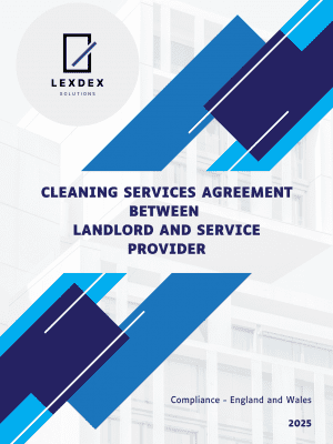 cover page for the Cleaning Services Agreement Template by LexDex Solutions